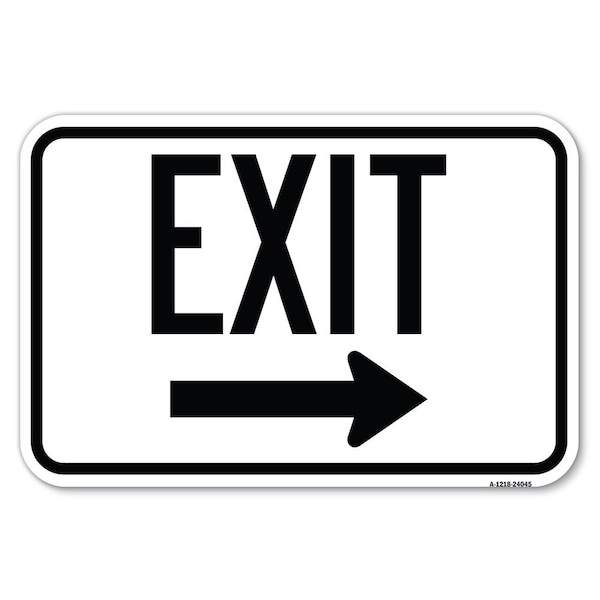 Exit With Right Arrow 3 Heavy-Gauge Aluminum Sign, 12" H, 18" L, A-1218-24045